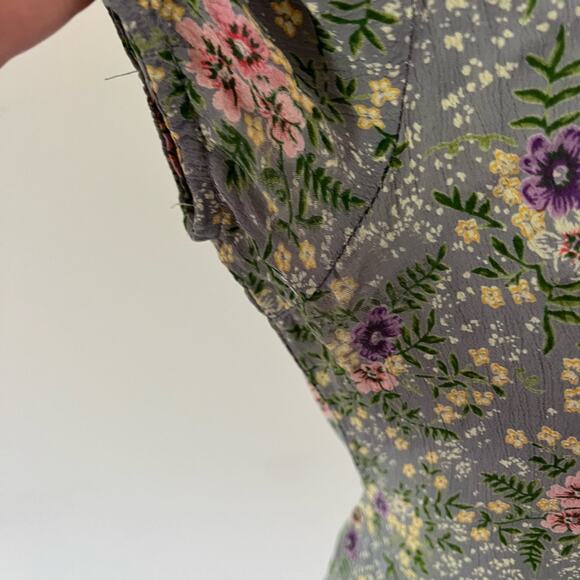 Vtg Blue Ditsy Floral Print Cottagecore Prairie Granny Maxi Dress Wmns M - Picture 6 of 12